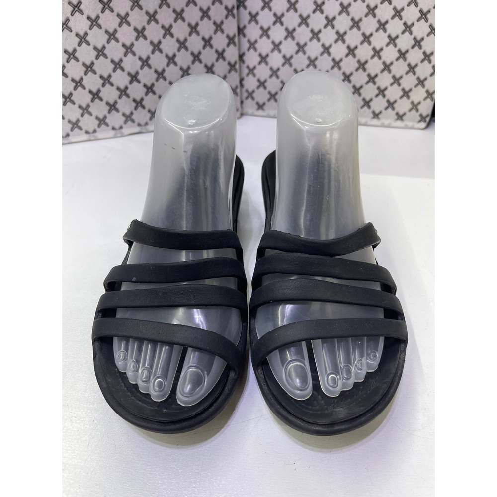 Crocs Patricia Black Multi Strap Wedge Slide Sandals Womens Size 8